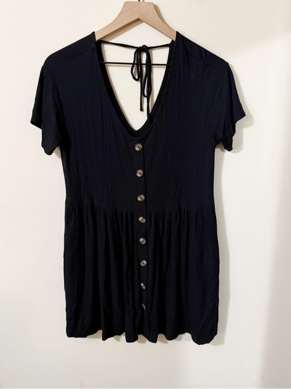 American Eagle Womens Black Short Dress Size Small Buttons Summer